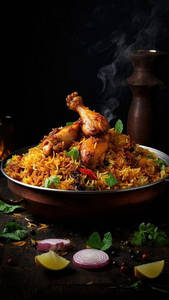 Chicken Dum Biryani (4psc/ 450 Gms-served With Raita)