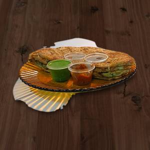 Aloo Pyaj Parantha With Chutney & Pickle