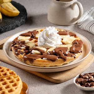 Waffles With Belgian Chocolate And Banana