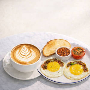 Sunny Side Up Masala + Cappucino