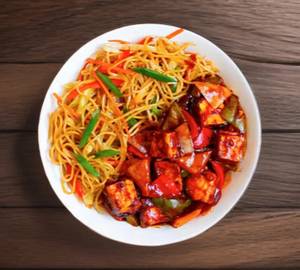 Veg Chowmein And Chilli Paneer