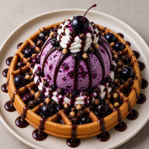 Black Current  Waffle Sundae