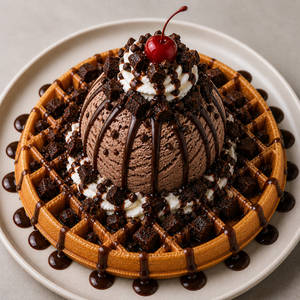 Chocolate+ Brownie  Waffle Sundae