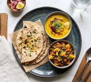 4 Tava Roti With Sabji & Yellow Dal