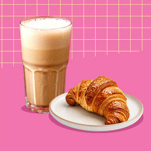 Butter Croissant + Hazelnut Iced Coffee