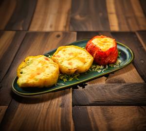 Baked Capsicum Stuffed With Mushroom