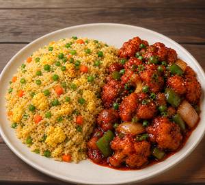 Egg Rice + Gobi Manchurian
