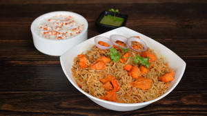 Chaap Biryani [Half] With Raita       
