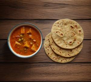 Matar Paneer With 3 Butter  Roti