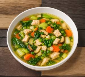 Clear Garlic Soup with Chicken