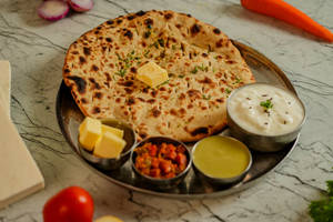 Mix Paratha With Curd & Pickle