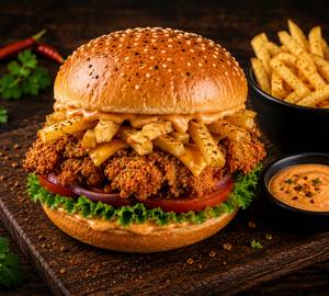 Chicken fries burger