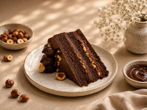 Hazelnut Crunch Cake Slice