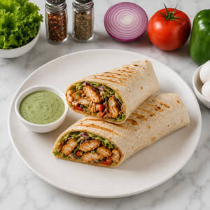 Chilly Chicken Wrap With Mint Dip