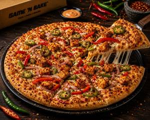 Hot n' spicy chicken pizza