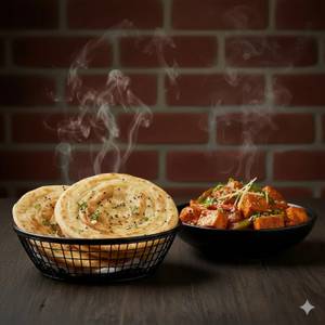 2 Pcs Lacha Paratha With Karai Paneer