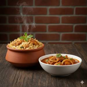 Chicken Dum Biryani [Serves 1] With Butter Chicken [Serves 1]