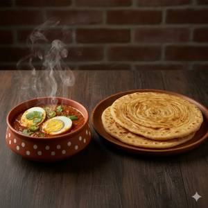 2 Pic Egg Curry With 2 Lachha Paratha