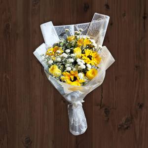 Fresh Sunflower Fish Yellow Rose Or Daisy Combination Bouquet