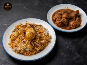 Egg Dum Biryani + Chicken Masala