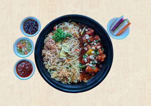 Egg Hakka Noodle With Kung Pao Chicken Bowl