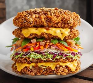 Triple Patty chicken no bun burger with cheese