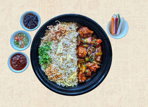 Egg Fried Rice With Chilli Chicken Bowl
