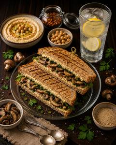 Mushroom Hummus Sandwich