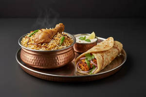 Muradabadi chicken Biryani 1pc + 1 chicken roll