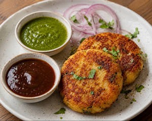 Aloo Tikki With Chutney (4 Pics )