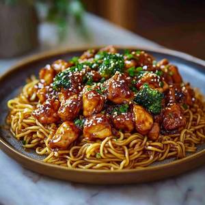 Brown Garlic Chicken Noodles