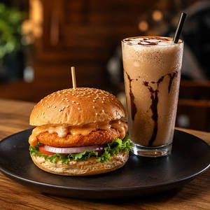 Burger With Cold Coffee