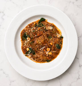 Spinach Ravioli, Slow Cooked Pulled Lamb Ragout
