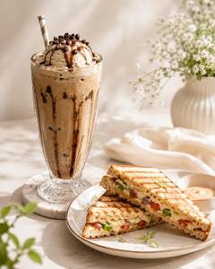 Cold Coffee + Veg Cheese Sandwich