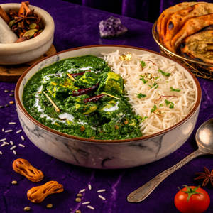 Palak Paneer and Chawal