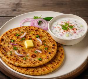 Desi Ghee Aloo Parantha + Raita