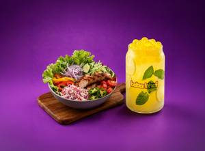 Seoul Sausage Protein Bowl + Mint Mojito