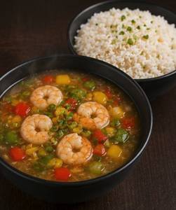 Bell Pepper Prawn Soup and Rice Combo