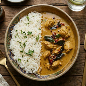Madras Chicken Coconut Curry With Steamed  Rice