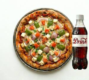 Fresh Veg loaded Paneer Tikka Pizza With 200ml Drink [7 Inch]