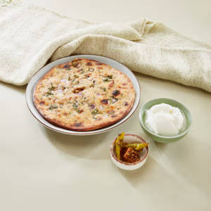 Aloo Pyaz Paratha With Curd And Achar