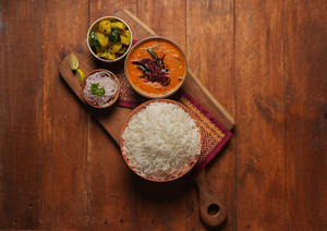 Steamed Rice + Dal Tadka + Aloo Jeera