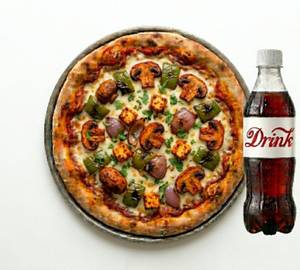 Tandoori Mushroom Veg Pizza With 200ml Drink [7 inch]