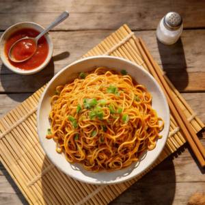 Schezwann Chicken Noodles + Free Dessert