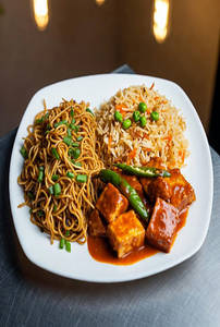Chilli Garlic Noodles (half)+veg Fried Rice(half)+chilli Paneer Dry