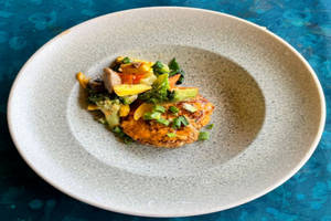 Stuffed Thai Herbs Paneer Steak With Steamed Veg