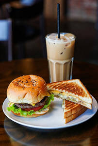 Veg Cheese Burger+veg Grilled Sandwich+cold Coffee