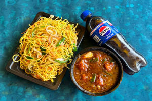 Hakka Noodle Veg+veg Manchurian Gravy+250 Ml Cold Drink