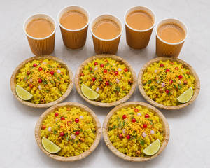 Poha [5 Plates] With Special Tea [5 Cups]