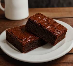 One piece fudgy brownie with one piece fudgy brownie